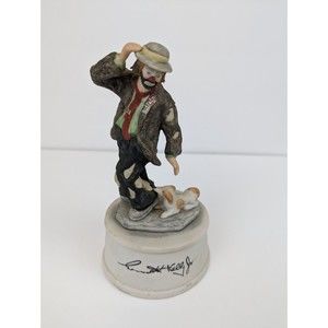 RARE Emmett Kelly Jr. Clown Dog Flambro Music Box "Man's Best Friend" Signature